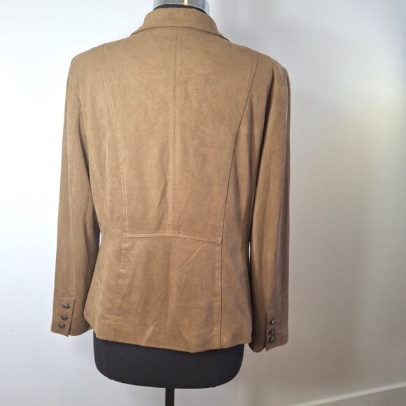 Vintage Conrad C Proportion Petite Sz 12 (LG) Suede Blazer Jacket Buttoned Lined - Picture 6 of 15